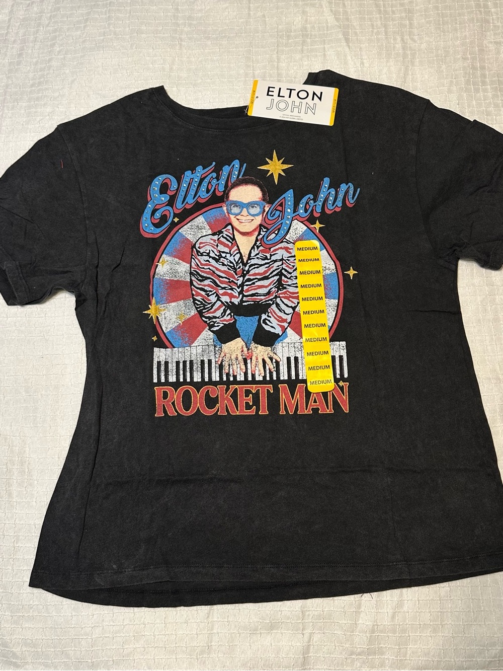 Elton John Rocket Man Graphic Tee - Black Size Medium NWT